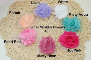 SMALL Shabby flowers  (Pack of 6) - 4cm